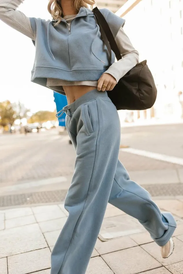 Amy Cropped Sleeveless Hoodie In Blue Blue Women Bohme Sets