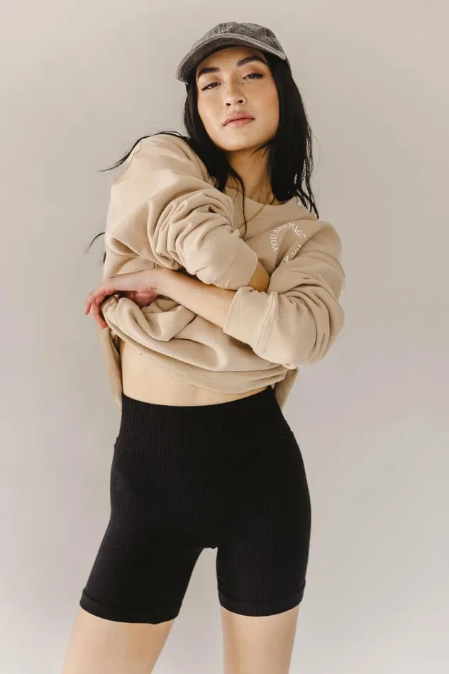 Amy Ribbed Biker Shorts Black Women Bohme Loungewear