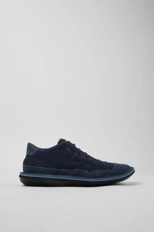 Ankle Boots Men Camper Beetle Blue TENCEL Mesh And Nubuck Ankle Boots