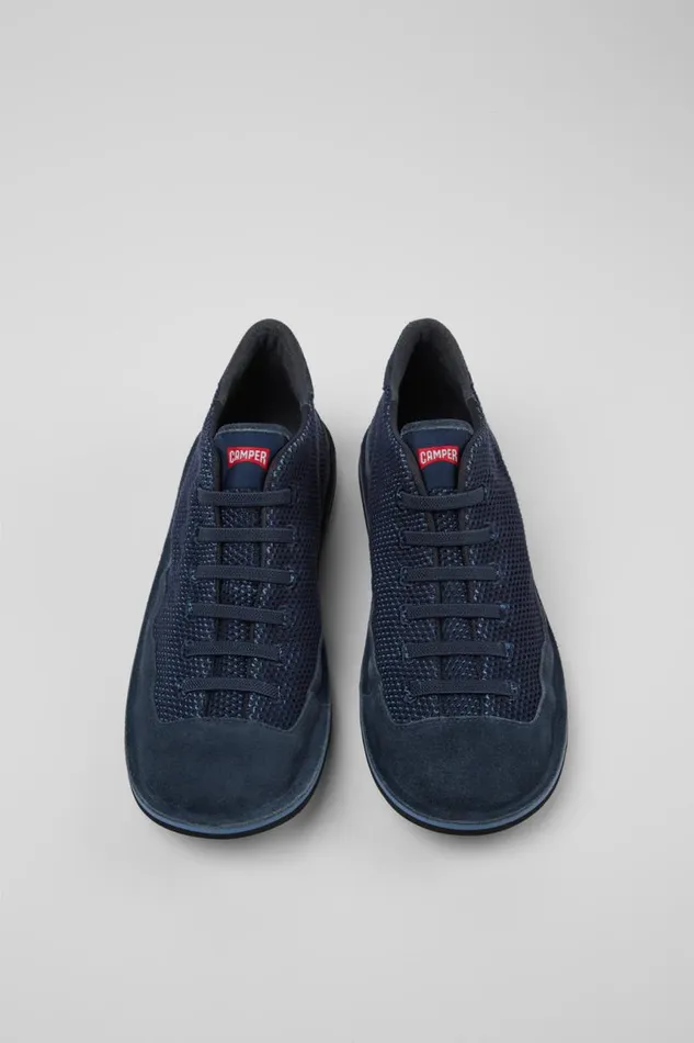 Ankle Boots Men Camper Beetle Blue TENCEL Mesh And Nubuck Ankle Boots