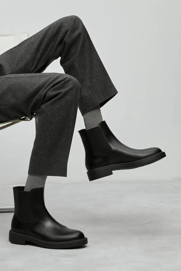Ankle Boots Men Camper Dean Black Leather Ankle Boots