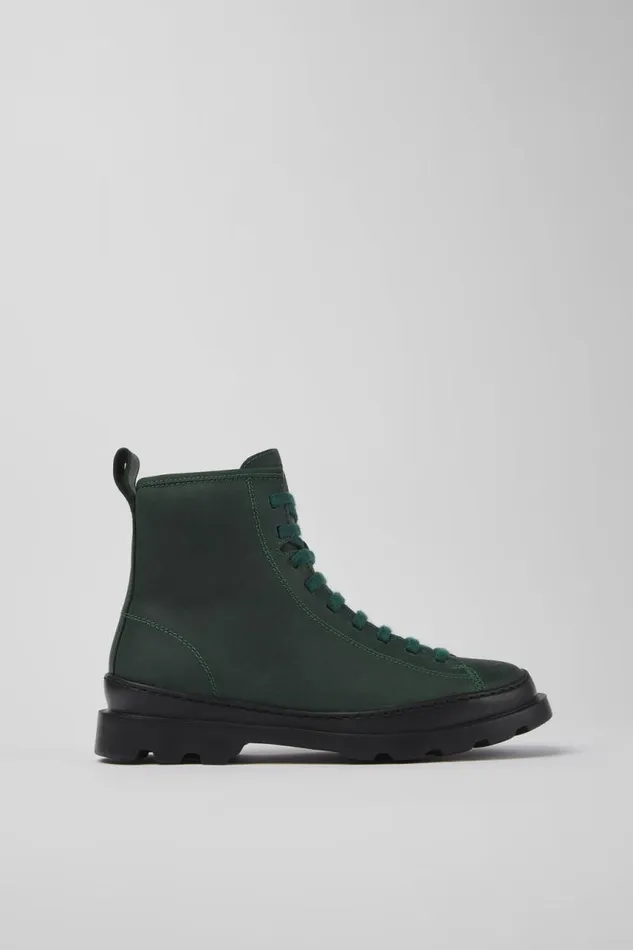 Ankle Boots Women Camper Brutus Green Nubuck Laceup Boots