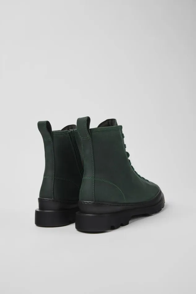Ankle Boots Women Camper Brutus Green Nubuck Laceup Boots