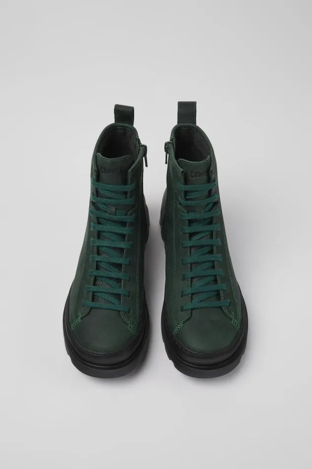 Ankle Boots Women Camper Brutus Green Nubuck Laceup Boots