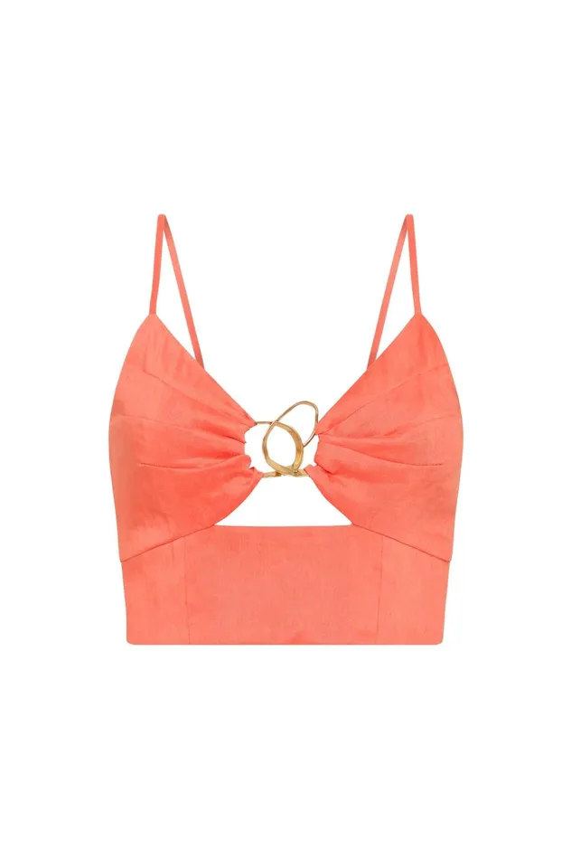 Ariel Sculptural Ring Top Coral Women Aje Tops