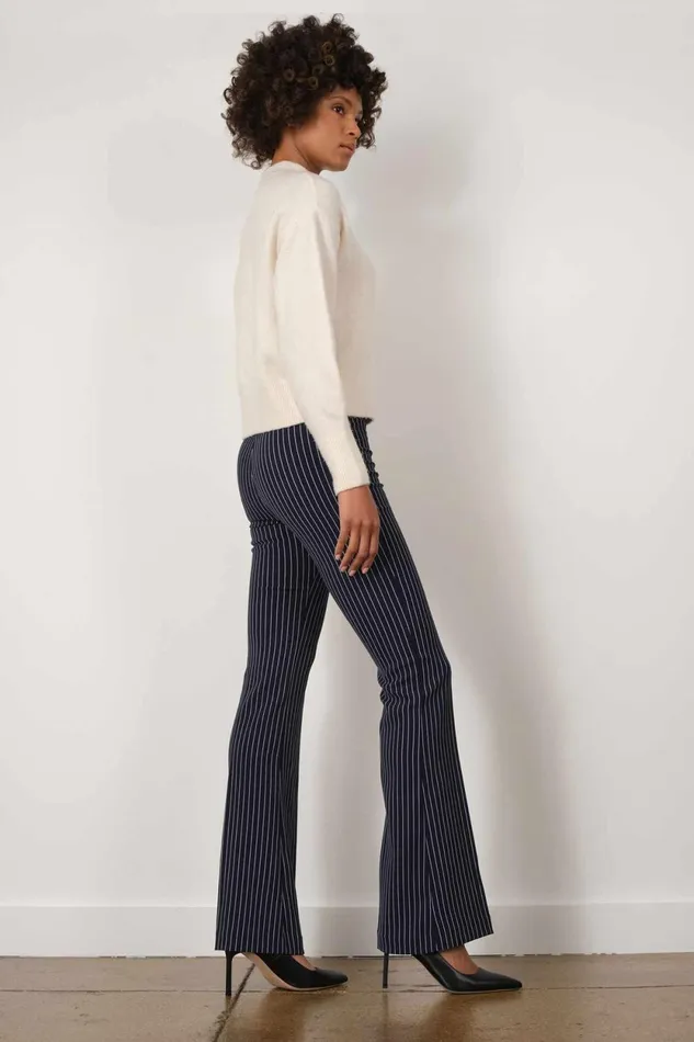 Avenue Montaigne BELLINI Crepe Stripes Navy Women Pants
