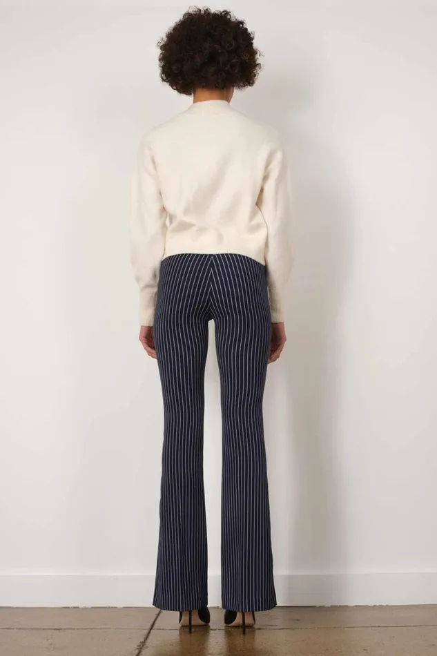 Avenue Montaigne BELLINI Crepe Stripes Navy Women Pants