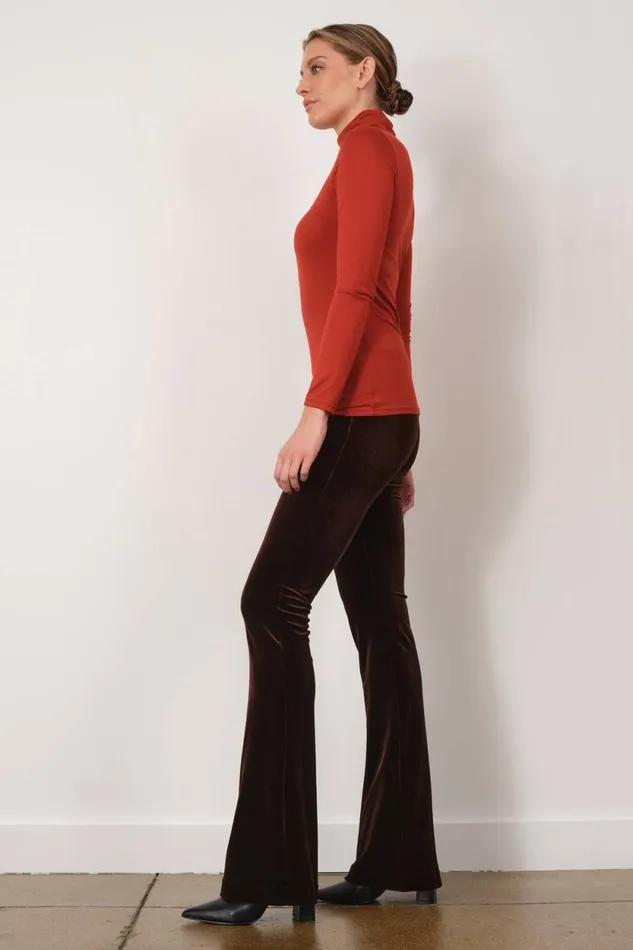 Avenue Montaigne BELLINI Velvet Brown Women Pants