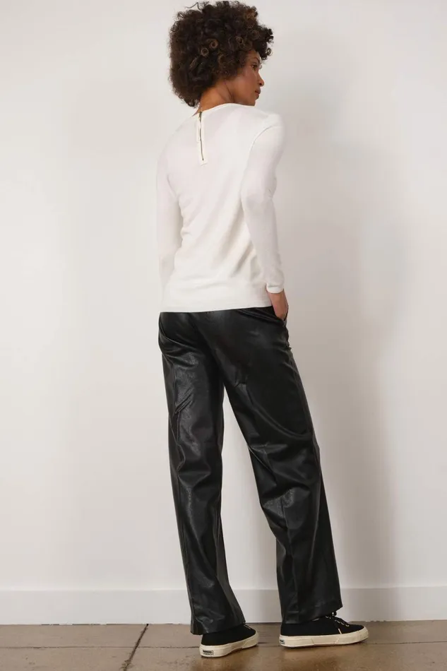 Avenue Montaigne GEORGES Pleather Black Women Pants