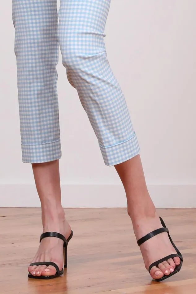 Avenue Montaigne OLIVER Check Baby Blue Women Pants Avenue Montaigne OLIVER Check Baby Blue Women Pants