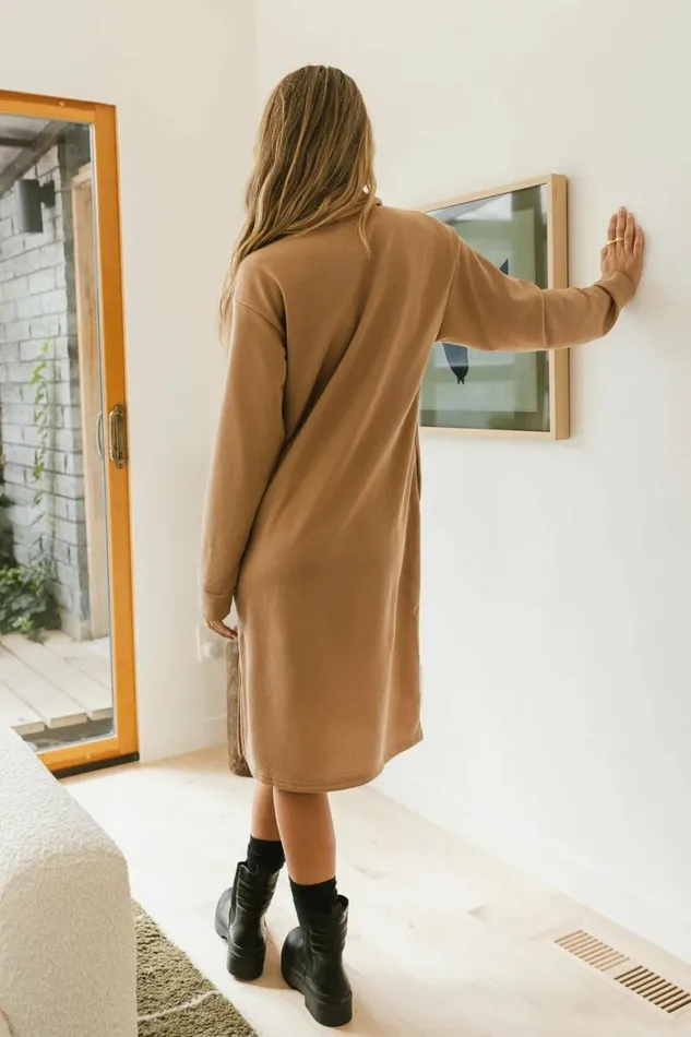 Ayden Quarter Zip Dress In Mocha Mocha Women Bohme Dresses