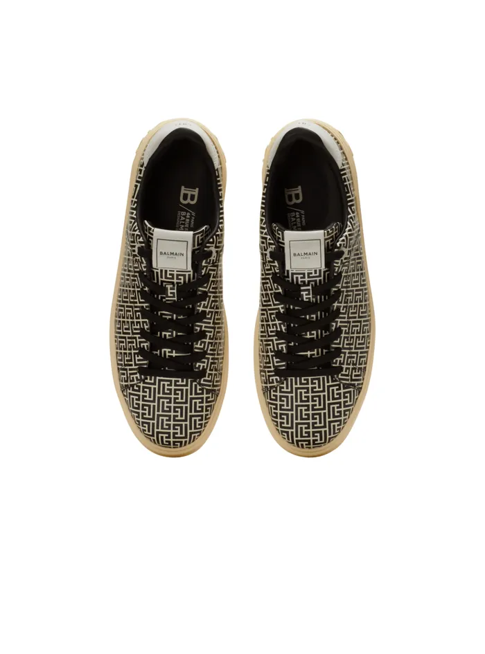 BCourt Flip Sneakers In Monogrammed Calfskin Black Men Balmain Sneakers
