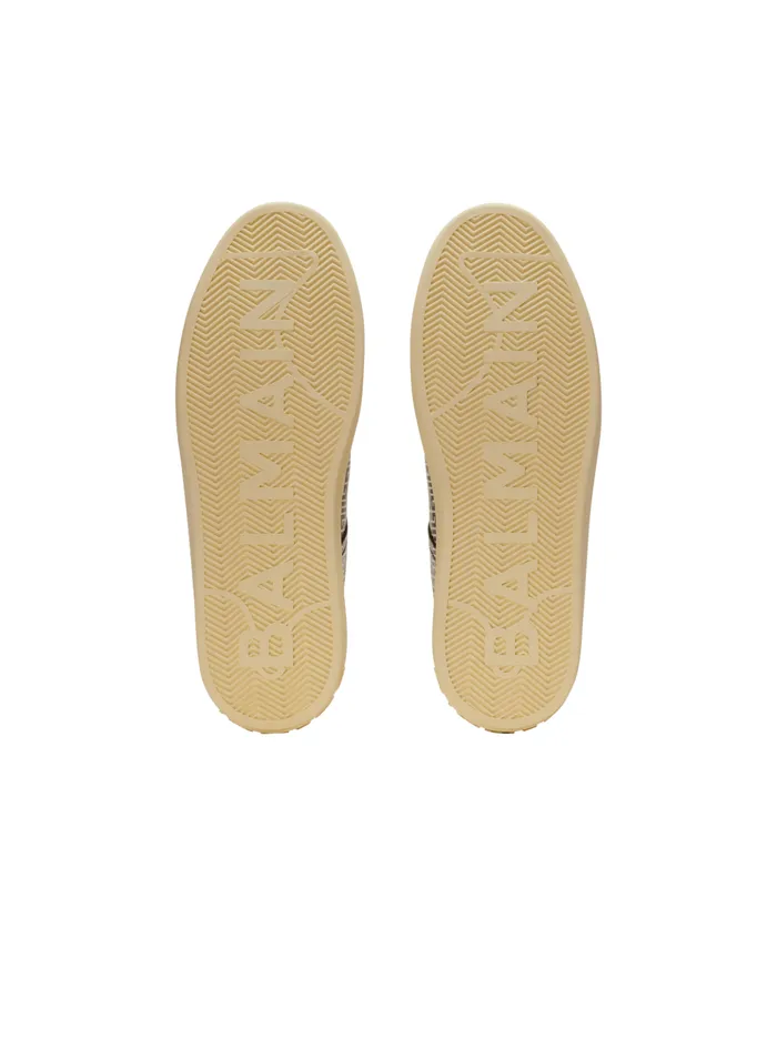 BCourt Flip Sneakers In Monogrammed Calfskin Black Men Balmain Sneakers