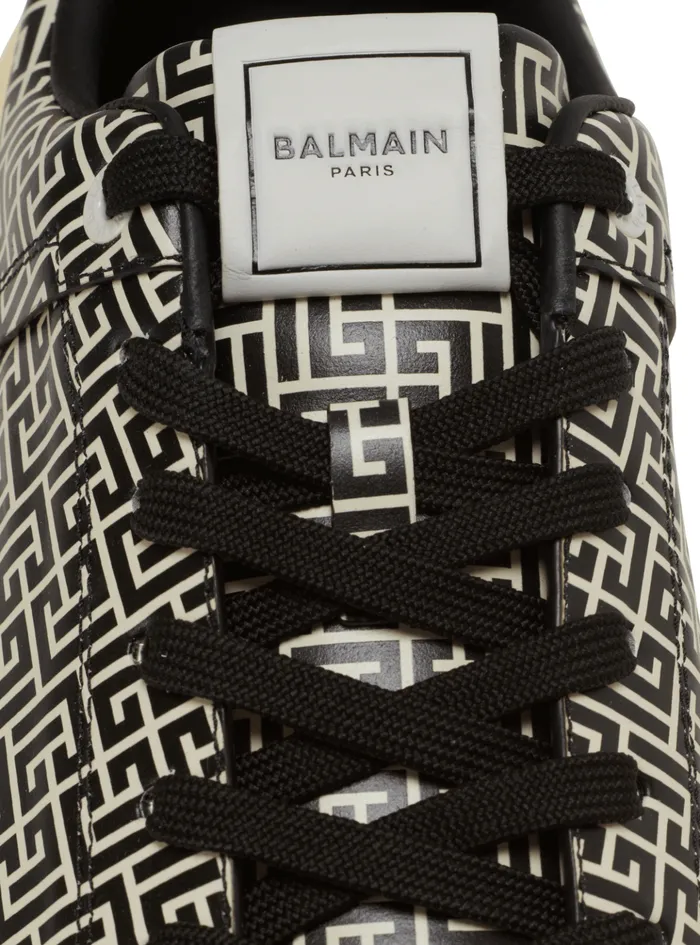 BCourt Flip Sneakers In Monogrammed Calfskin Black Men Balmain Sneakers