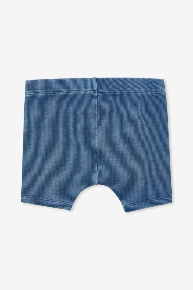 Baby Bottoms Cotton On Rain Rib Bike Shorties Petty Blue Wash
