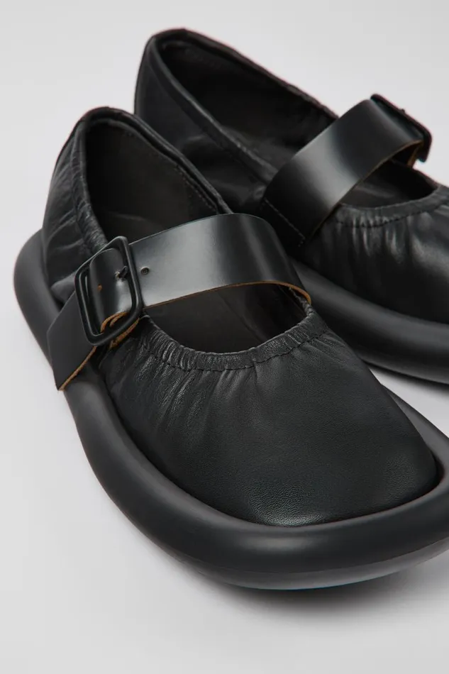 Ballerinas Women Camper Aqua Black Leather Ballerina