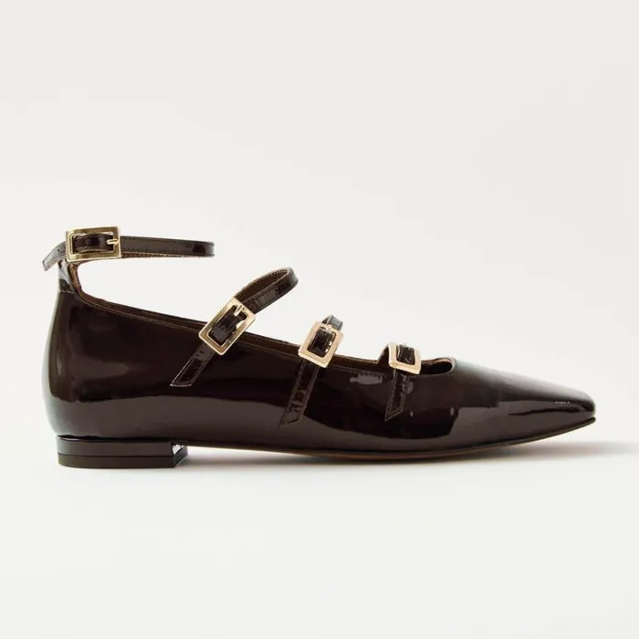 Ballet Flats Women ALOHAS Luke Onix Coffee Brown Leather Ballet Flats