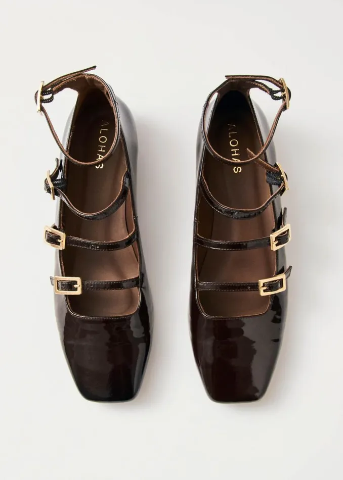 Ballet Flats Women ALOHAS Luke Onix Coffee Brown Leather Ballet Flats