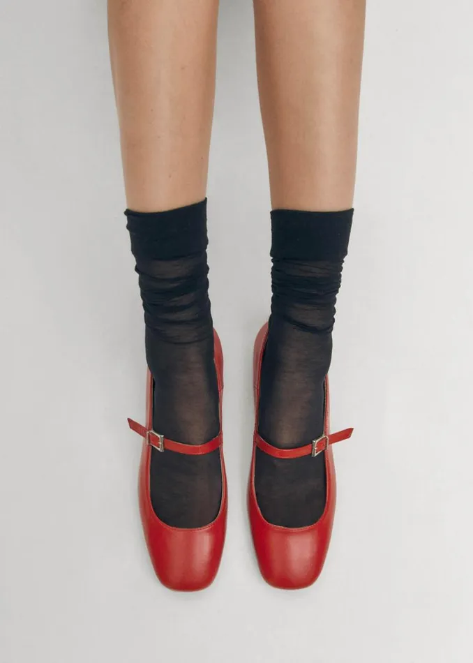 Ballet Flats Women ALOHAS Por Do Sol Red Leather Ballet Flats