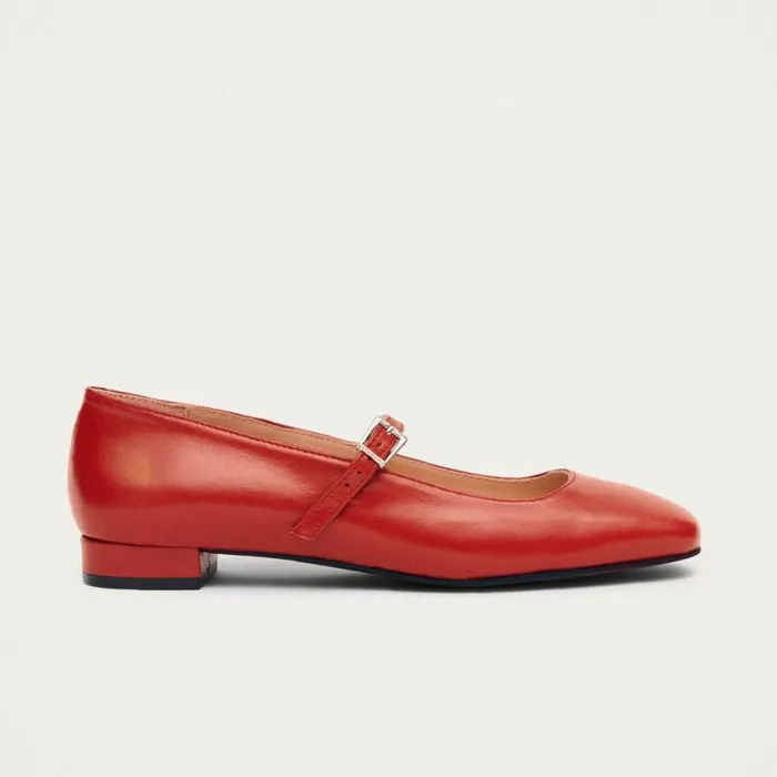 Ballet Flats Women ALOHAS Por Do Sol Red Leather Ballet Flats