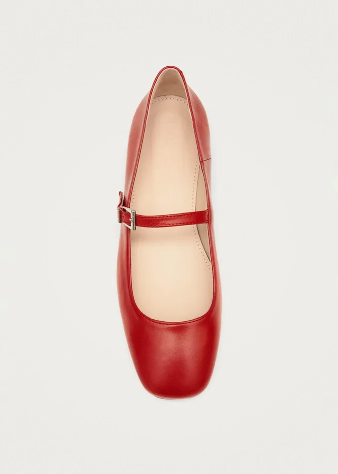 Ballet Flats Women ALOHAS Por Do Sol Red Leather Ballet Flats