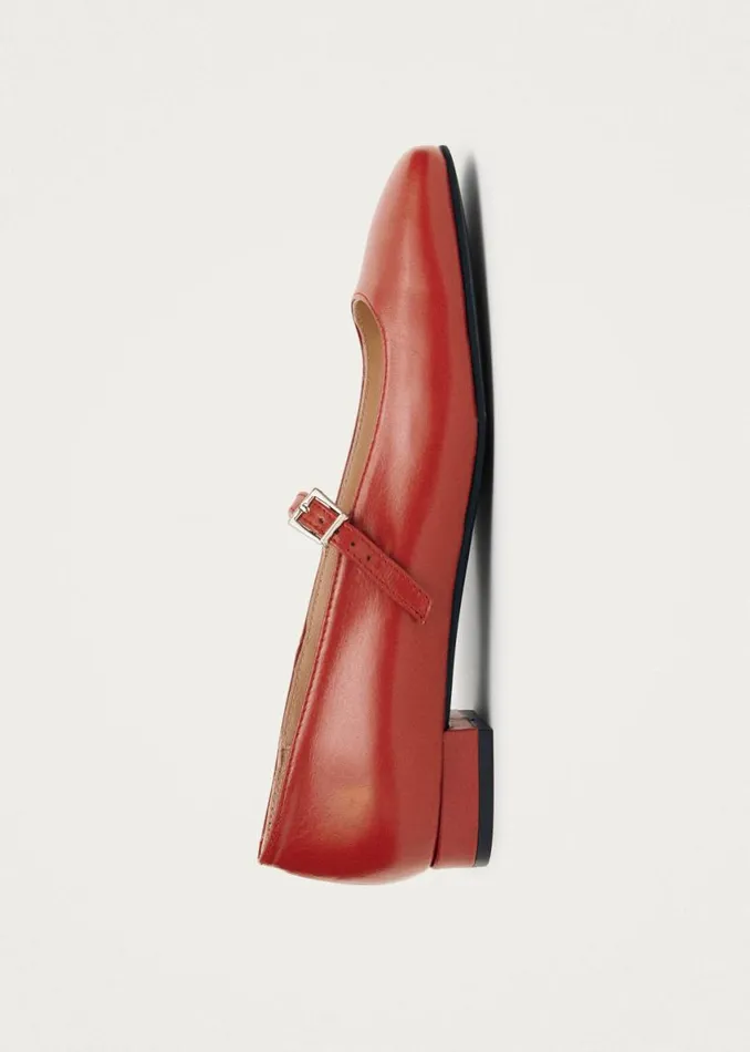 Ballet Flats Women ALOHAS Por Do Sol Red Leather Ballet Flats