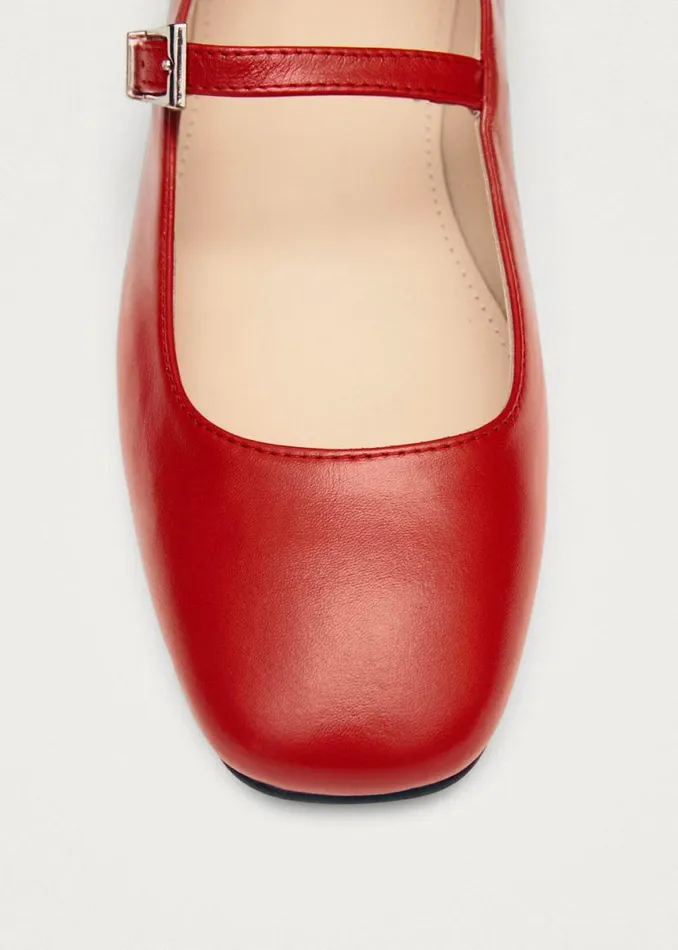 Ballet Flats Women ALOHAS Por Do Sol Red Leather Ballet Flats