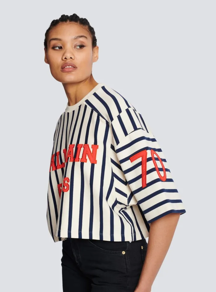 Baseball Cropped TShirt Multicolor Women Balmain TShirts