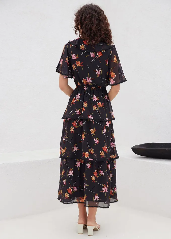 Beachy Oasis Maxi Dress Blackmultifloral Women Lost Wander Dresses