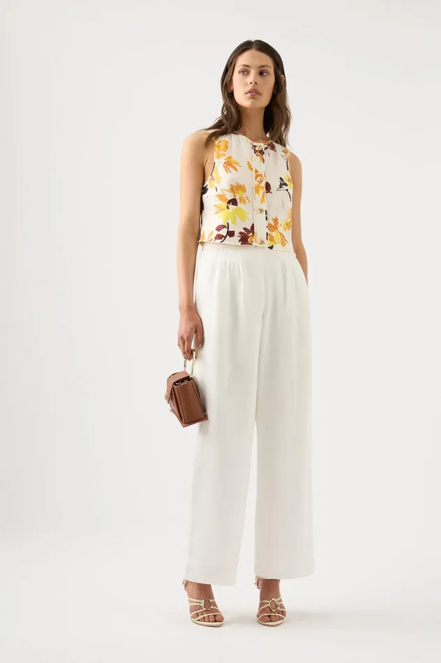 Bessie Floral Shell Top Pressed Sunflowers Women Aje Tops
