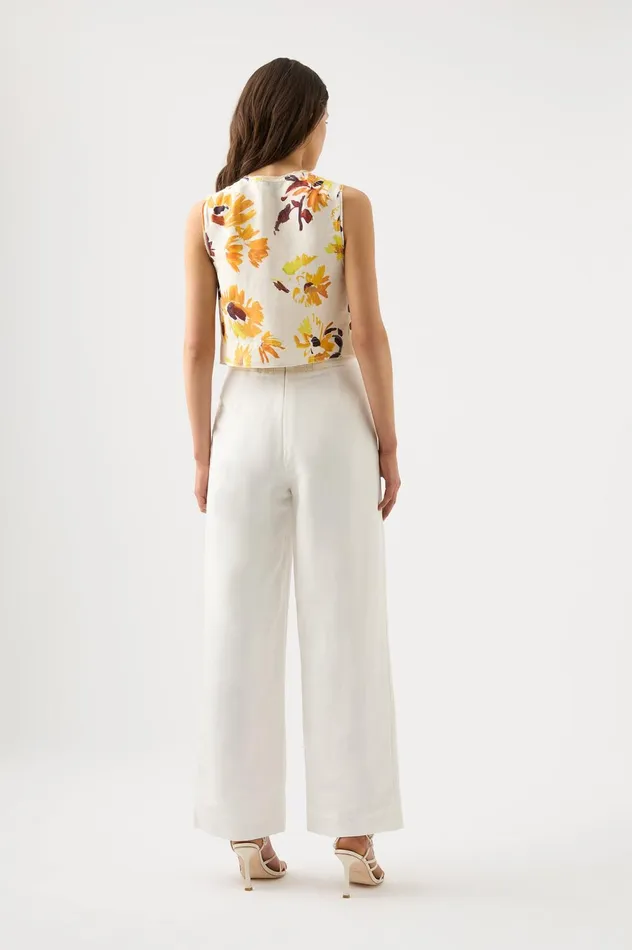 Bessie Floral Shell Top Pressed Sunflowers Women Aje Tops