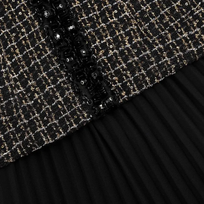 Black Boucle Chiffon Midi Dress Women Self Portrait Dresses Black Boucle Chiffon Midi Dress Women Self Portrait Dresses