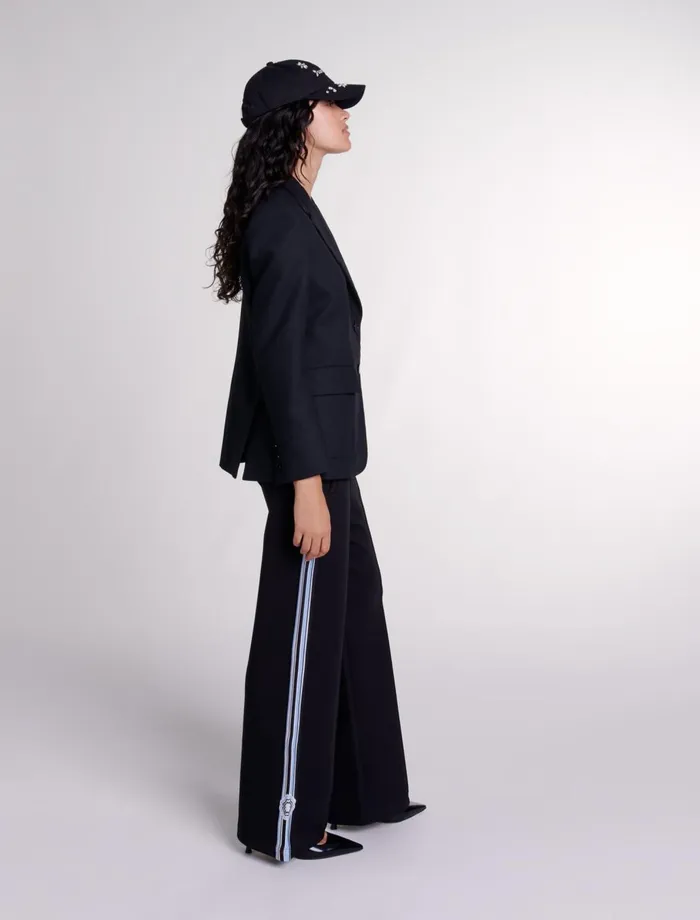 Blazers and Jackets Women Maje Embroidered Suit Jacket Black