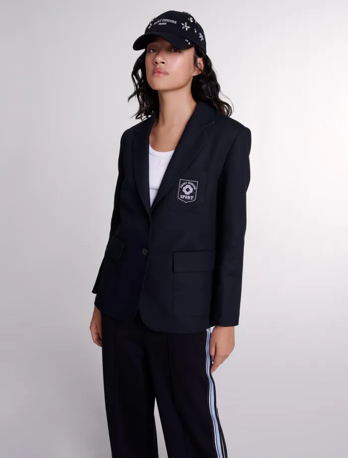 Blazers and Jackets Women Maje Embroidered Suit Jacket Black