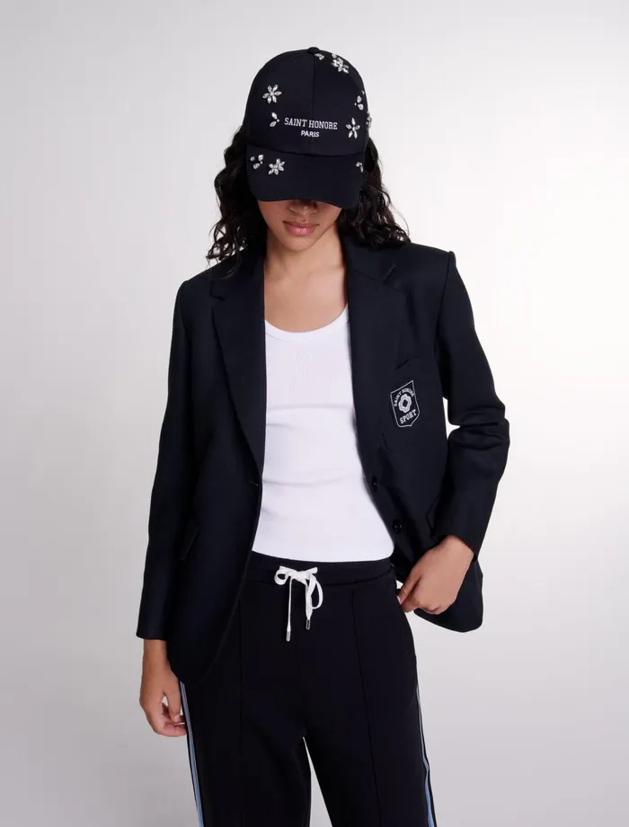 Blazers and Jackets Women Maje Embroidered Suit Jacket Black