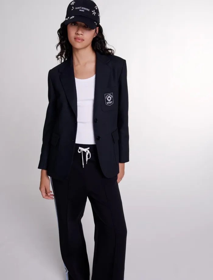 Blazers and Jackets Women Maje Embroidered Suit Jacket Black