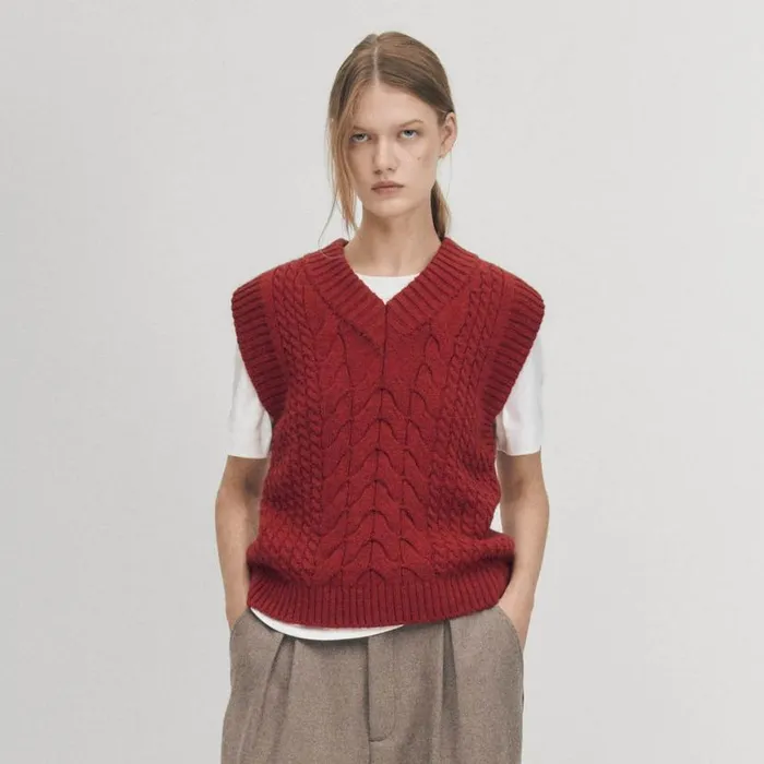 Blazers Vests Women ALOHAS Cosy Red Tricot Vest