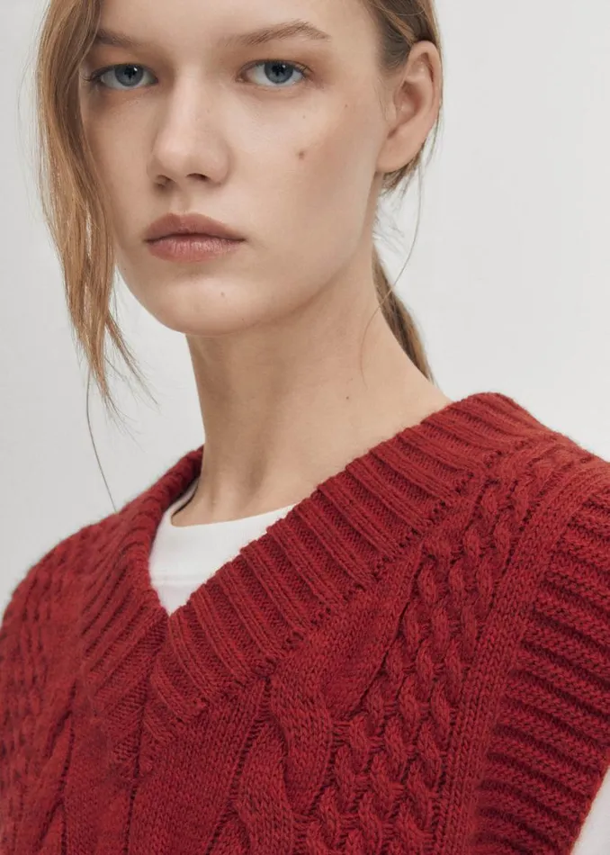 Blazers Vests Women ALOHAS Cosy Red Tricot Vest