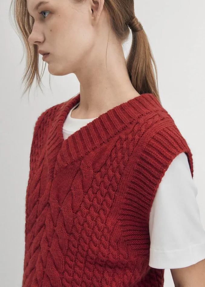 Blazers Vests Women ALOHAS Cosy Red Tricot Vest