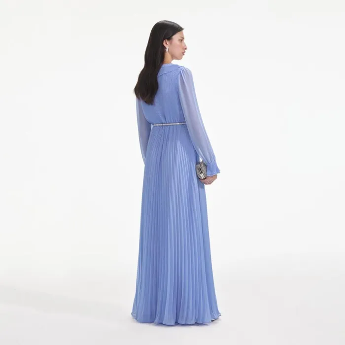 Blue Chiffon Maxi Dress Women Self Portrait Dresses Blue Chiffon Maxi Dress Women Self Portrait Dresses