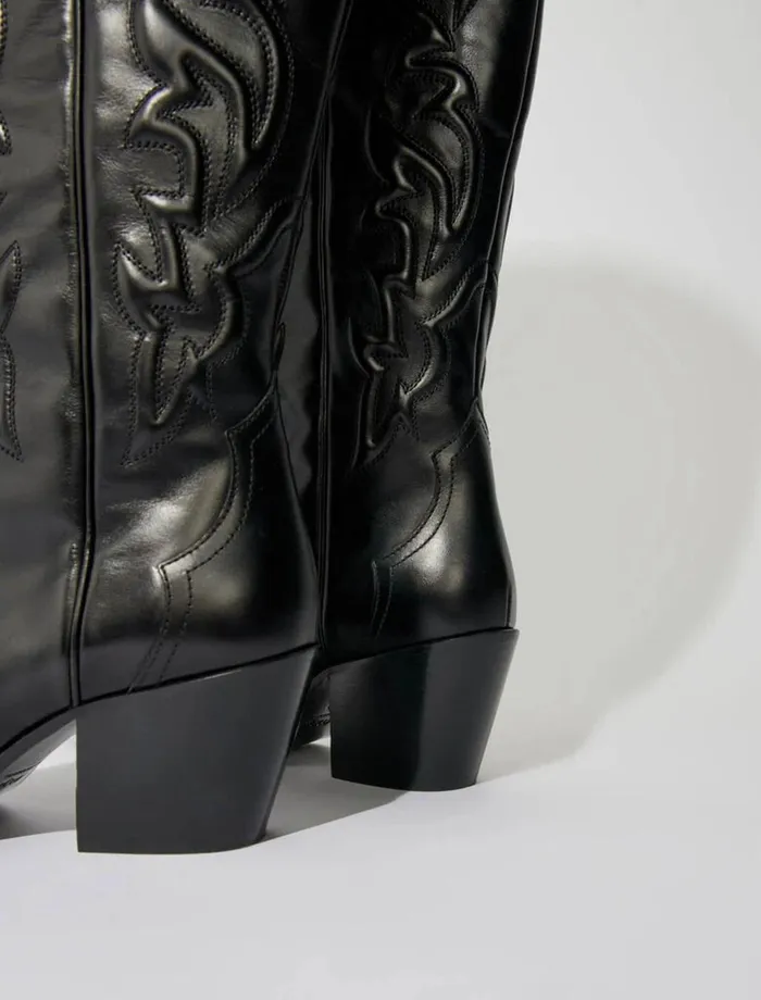 Booties and Boots Women Maje Western Leather Boots Black