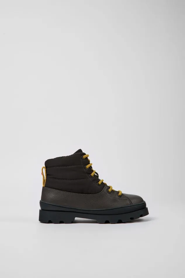 Boots Kids Camper Brutus GORETEX Grey Leather And Textile Boots Boots Kids Camper Brutus GORETEX Grey Leather And Textile Boots