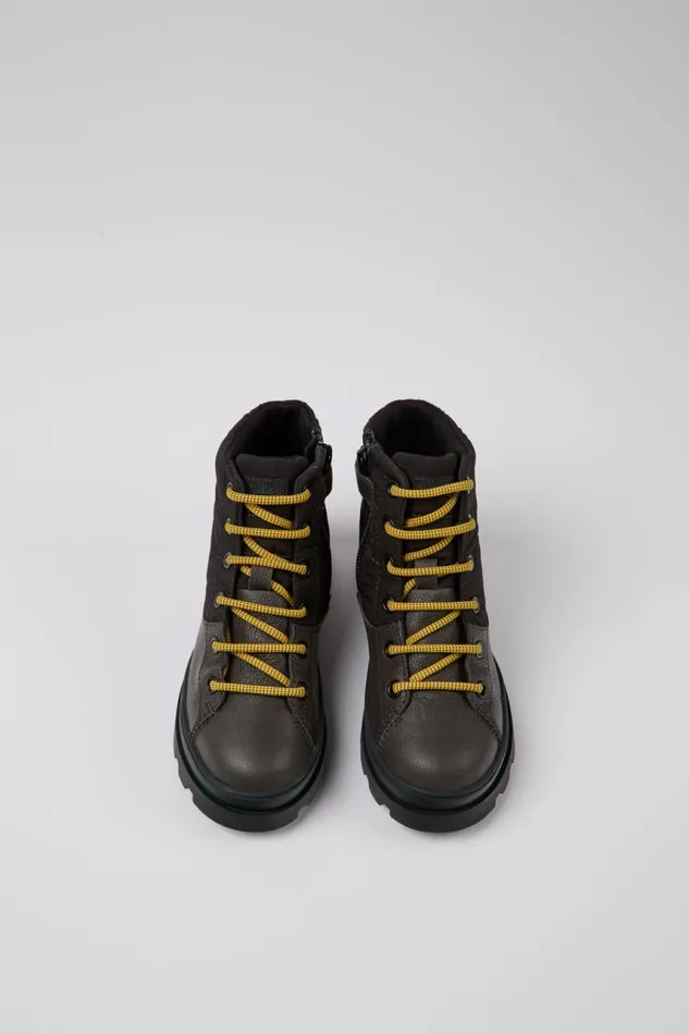 Boots Kids Camper Brutus GORETEX Grey Leather And Textile Boots Boots Kids Camper Brutus GORETEX Grey Leather And Textile Boots