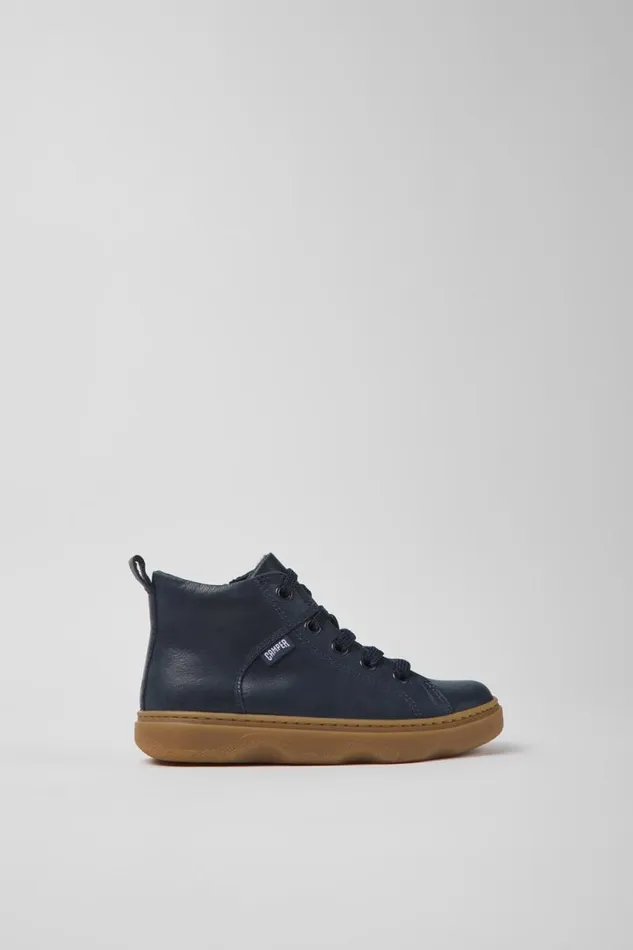 Boots Kids Camper Kiddo Navy Blue Leather Ankle Boots