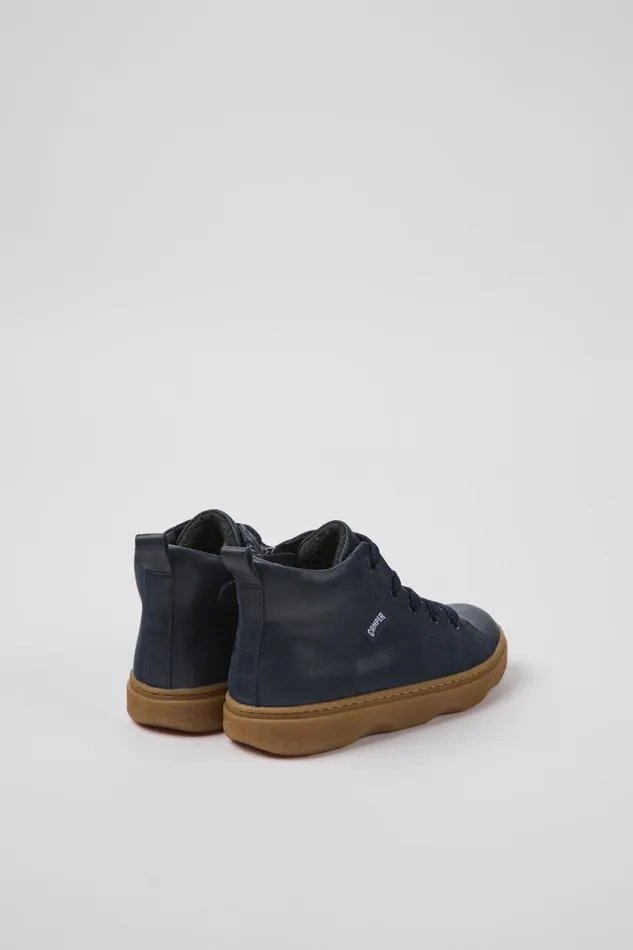 Boots Kids Camper Kiddo Navy Blue Leather Ankle Boots