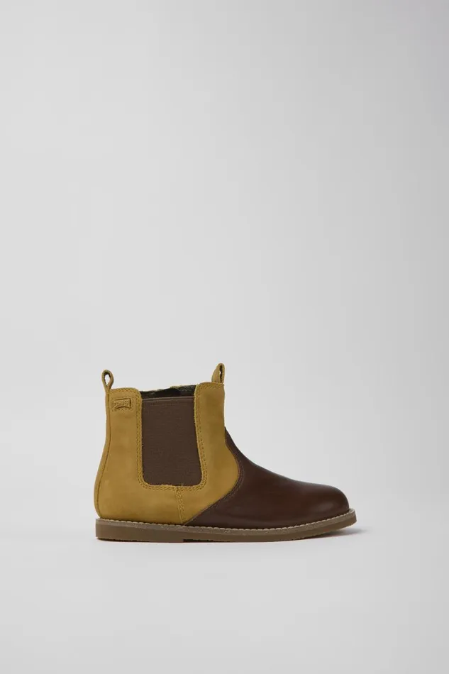 Boots Kids Camper Savina Brown Nubuck And Leather Ankle Boots
