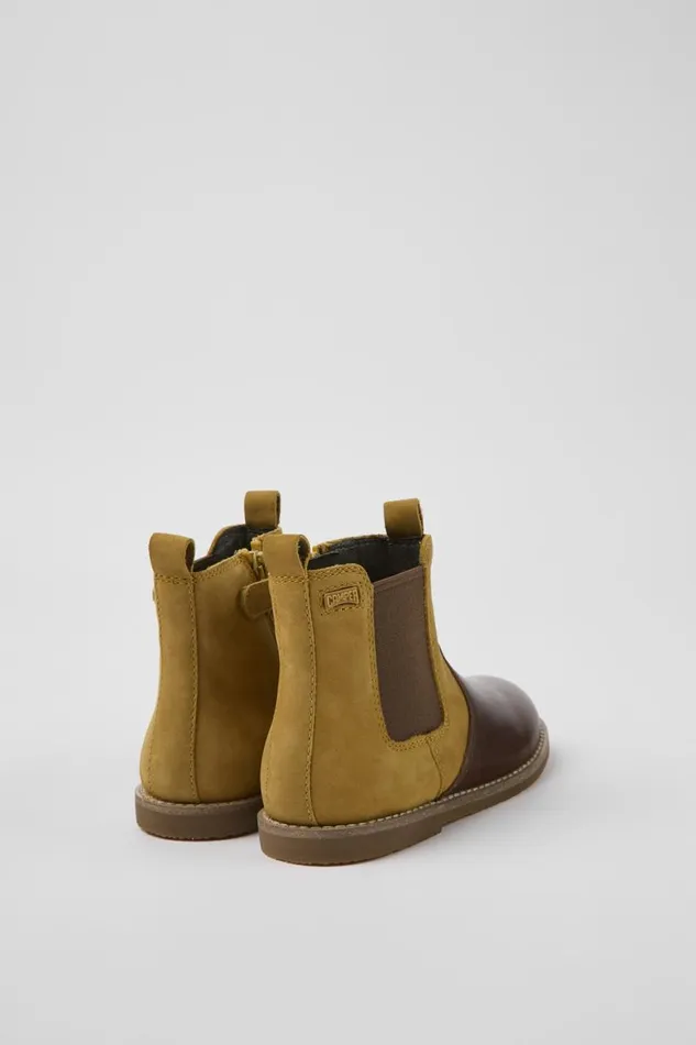 Boots Kids Camper Savina Brown Nubuck And Leather Ankle Boots