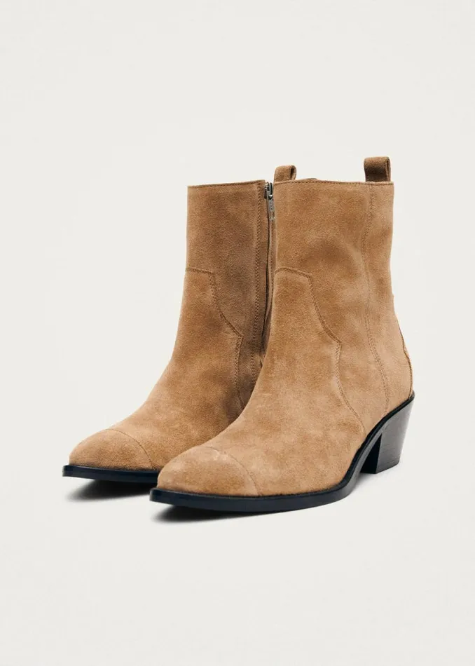 Boots Women ALOHAS Austin Suede Tan Leather Ankle Boots