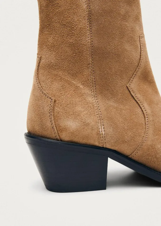 Boots Women ALOHAS Austin Suede Tan Leather Ankle Boots