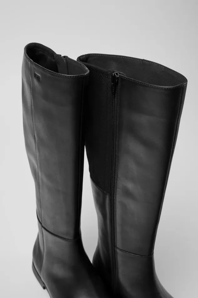 Boots Women Camper Mil Black Leather And Textile Black Boots Boots Women Camper Mil Black Leather And Textile Black Boots